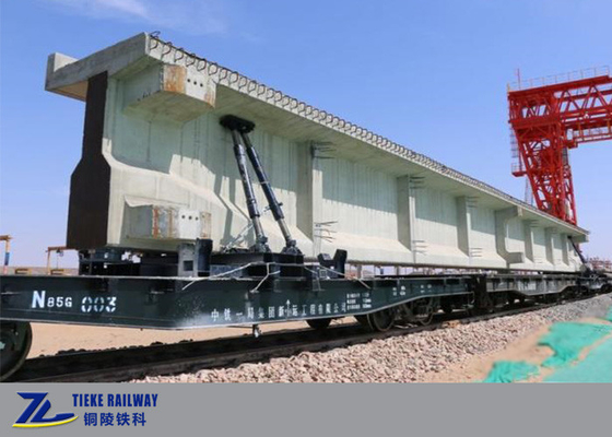 Coche plano del transporte de mercancías por ferrocarril que lleva el haz de puente concreto de la carga 85t 50km/H